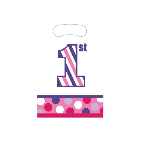 Sweet Stripes Girl 1st Birthday Loot Bag